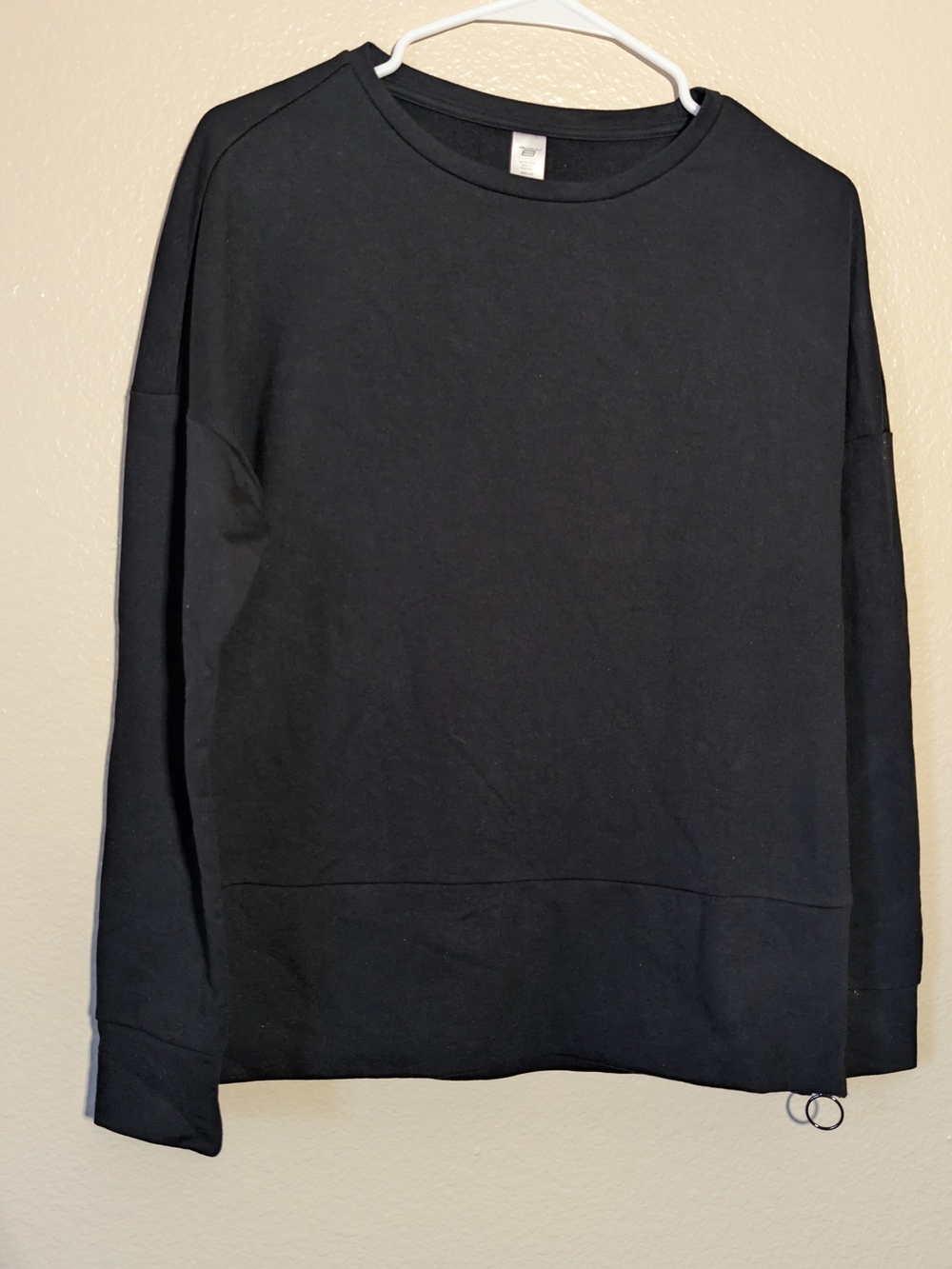 Women's Black Crewneck Sweatshirt - With Side Zip -AA
